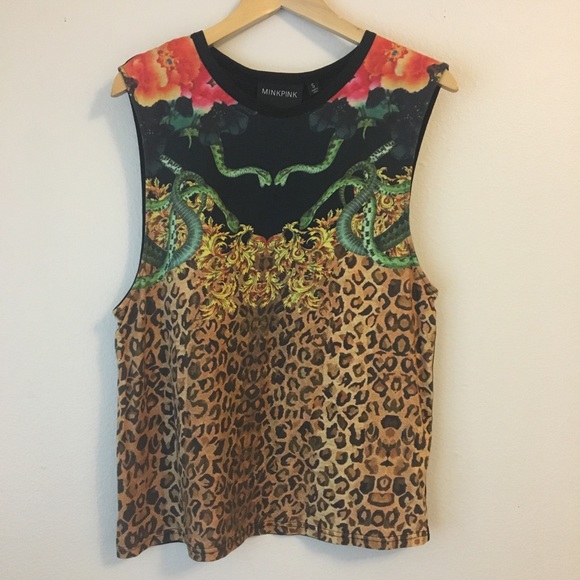 MINKPINK Leopard Snake Graphic Muscle Tank Top - Picture 1 of 5